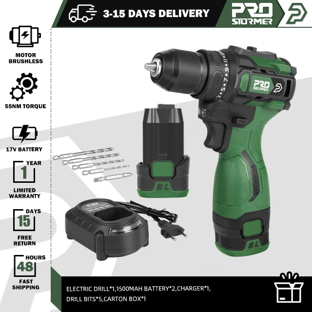 

Беспроводная дрель PROSTORMER 55 нм 17 В 5 шт.