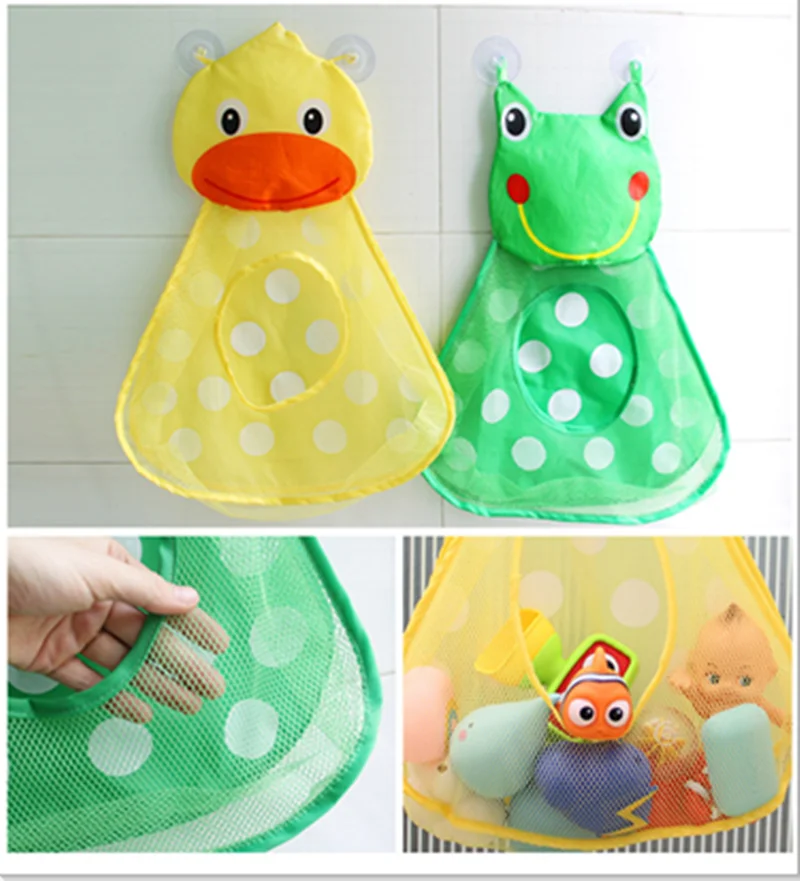 Baby Shower Bath Toys Duck Little Frog Rabbit Baby Kid Toy Storage Mesh with Strong Suction Cups Toy Bag Net Bathroom Organizer