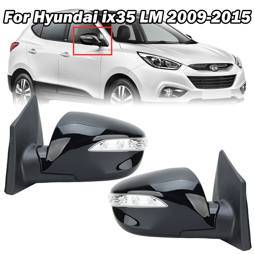 Зеркало заднего вида в сборе 6 проводов для Hyundai IX35 LM 2009-2015 черное с поворотником