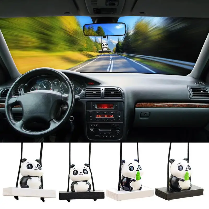 

Cute Panda Swing Auto Rearview Mirror Hangable Ornaments Car Pendant Accessories Hangable Car Interior For Girls Gifts