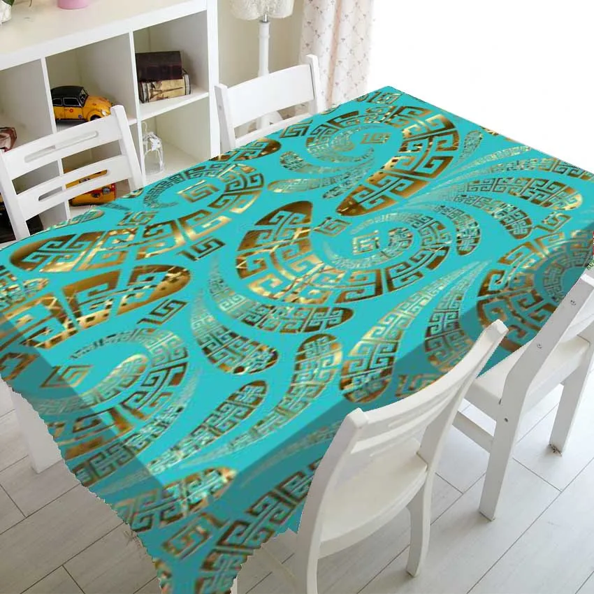 

Золотая черная геометрическая скатерть из полиэстера/хлопка