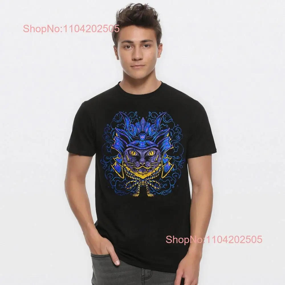 Футболка Samurai Cat Art из хлопка размеры с длинными или короткими рукавами