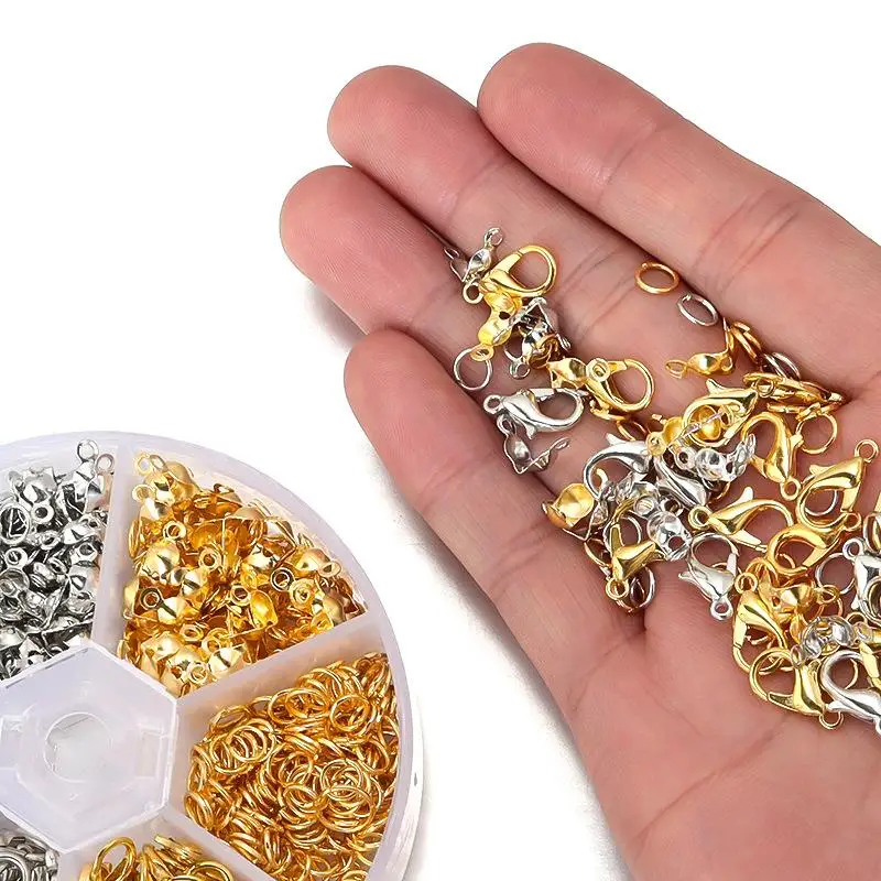 1Box DIY Jewelry Making Kits Lobster Clasp Open Jump Rings Eye Pins Connector Box Sets Bracelet Necklace Findings |