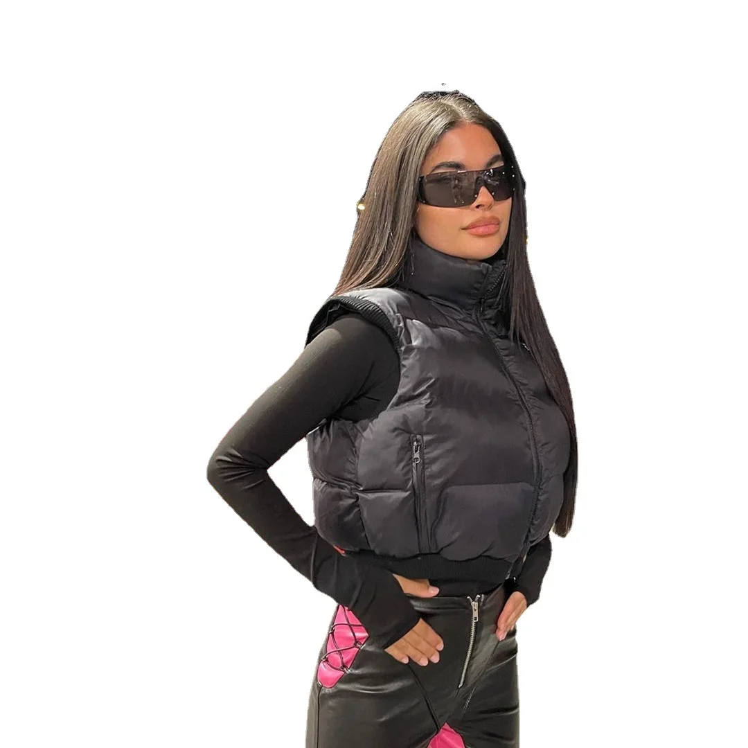 Puffer Vest Casual Jacket Stand Neck Sleeveless Down Coat Women Winter Clothes
