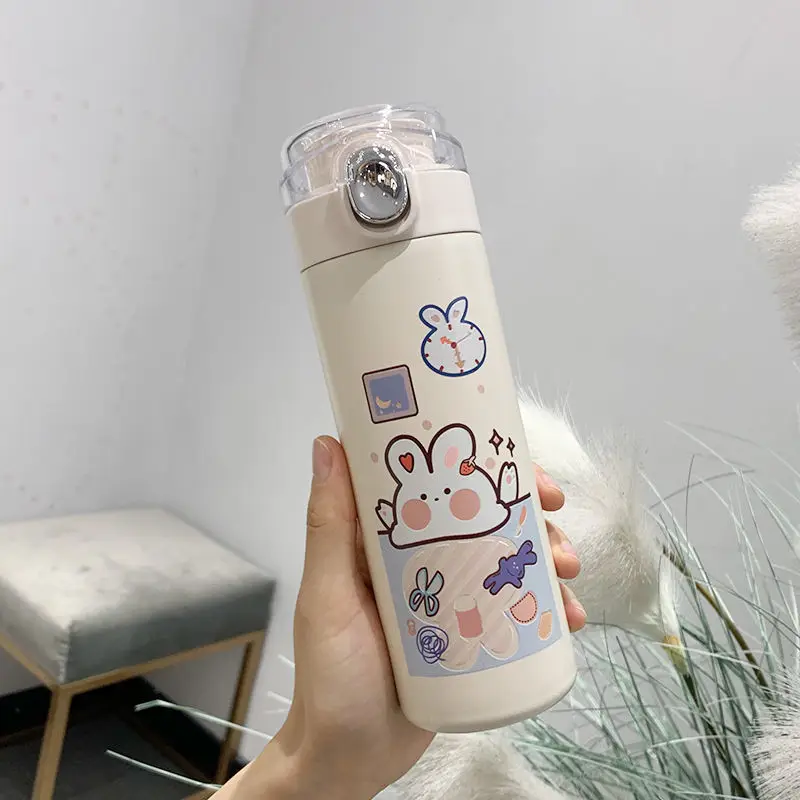 

450ml Cute Bear Stainless Steel Vacuum Flask Coffee Tea Milk Travel Mug Gift Cartoons Water Bottle Insulated Thermos Cup