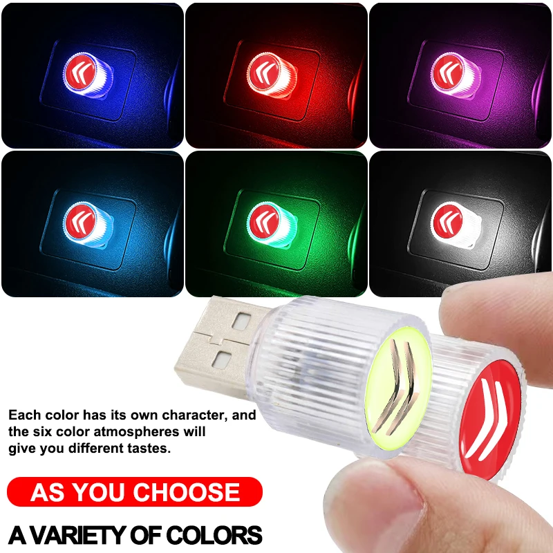 

1pcs Car Colorful LED Light Atmosphere Lamp Auto Accessories for Citroen C0 C2 C3 Picasso C4 Cross Cactus C5 C6 C8 C4L DS3 DS5