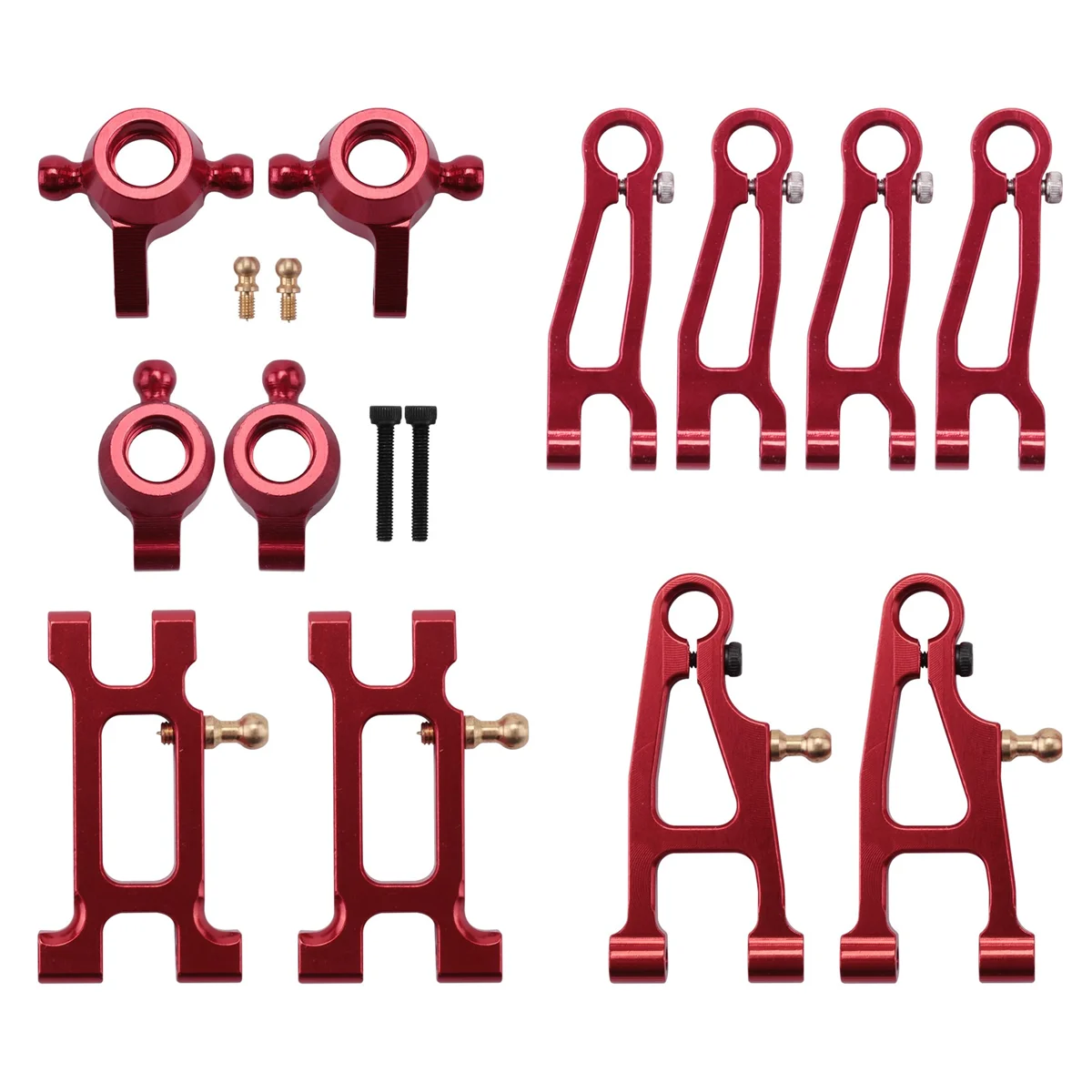 

12Pcs Metal Upgrade Parts Kit Hub Carrier Swing Arm for SG 1603 SG 1604 SG1603 SG1604 UDIRC 1601 1602 1/16 RC Car,Red