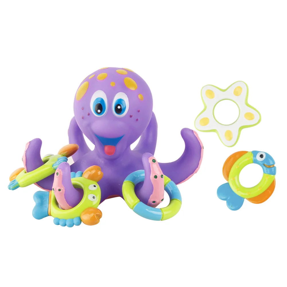 

Safe For Kids Interactive Bath Toy Bathtub Water Game With Rings Gift Pool Accessories Home Funny Floating Octopus Crab Fish