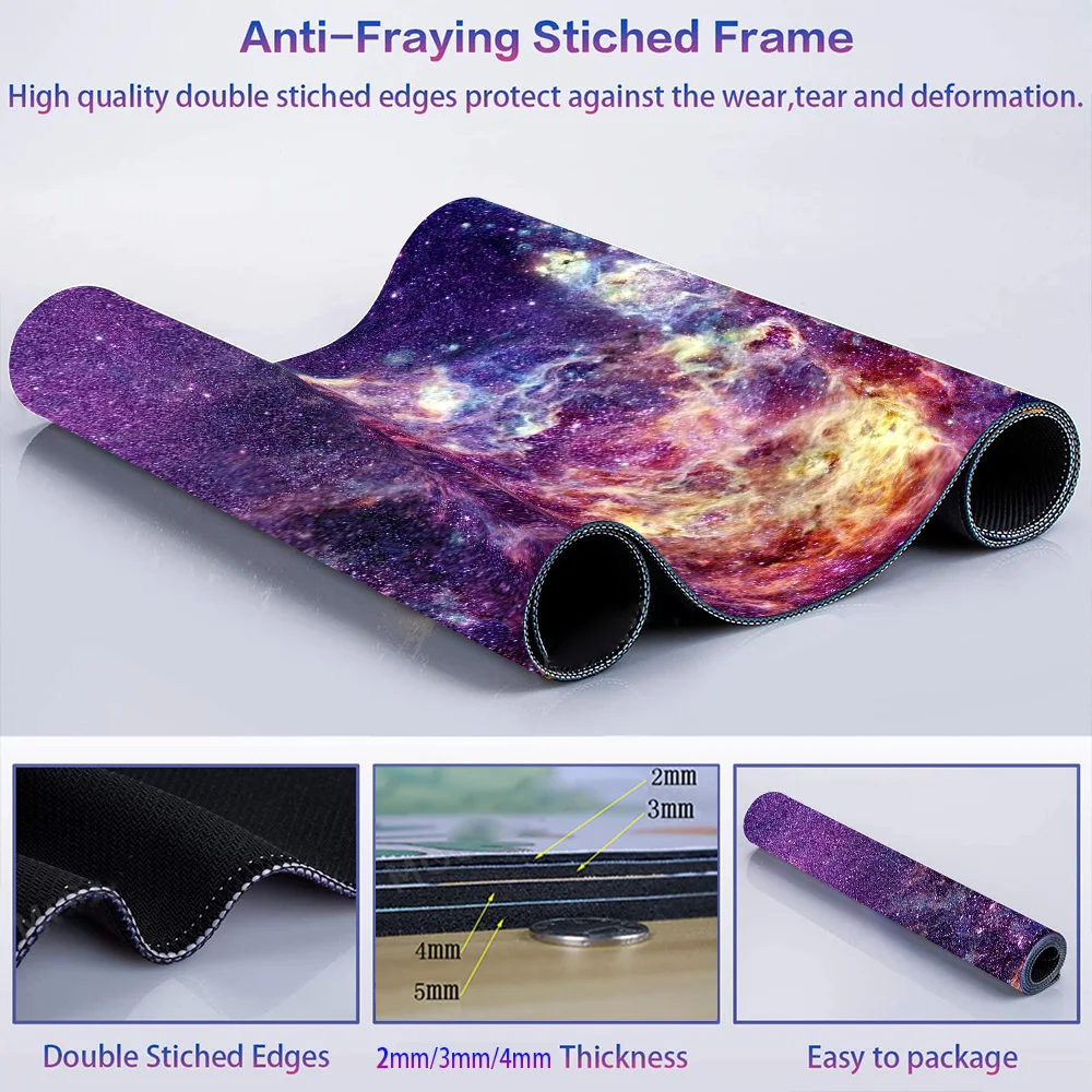 Universe Purple Mousepad Starfield Large Rugs Galaxy Mouse Ped Gamer Milky Way Mause Pad Space Office Accessories Desk Mat 120cm