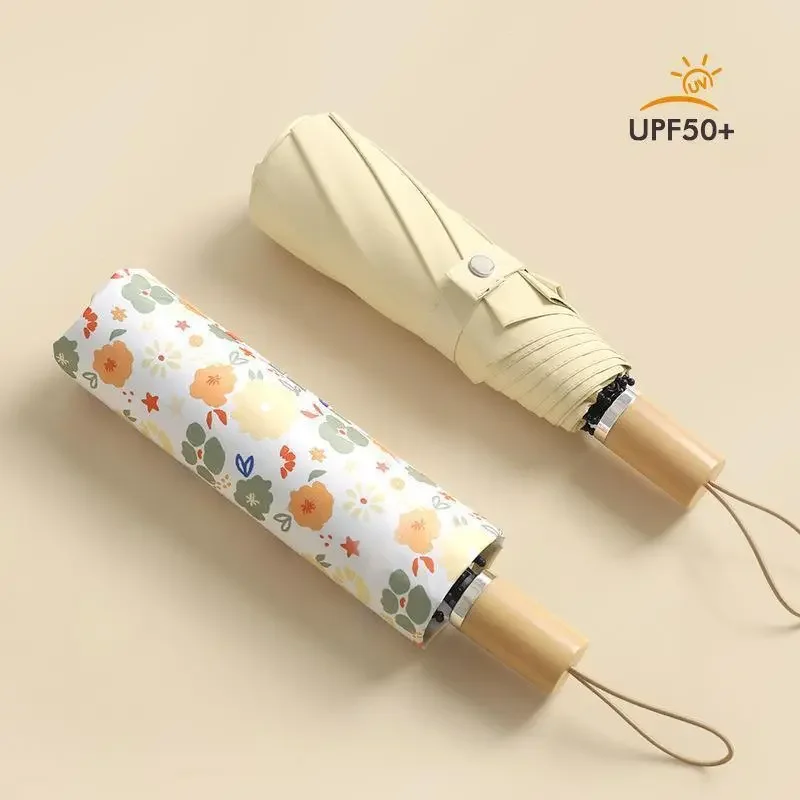 

New Convenient Sun Umbrella for Women Men Sun UV Protection Sunproof Rainproof Color Gel Folding Rain and Sun Small Umbrellas