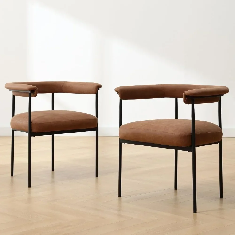 Набор из 4 обеденных стульев со спинкой-бочонком черный металлический каркас