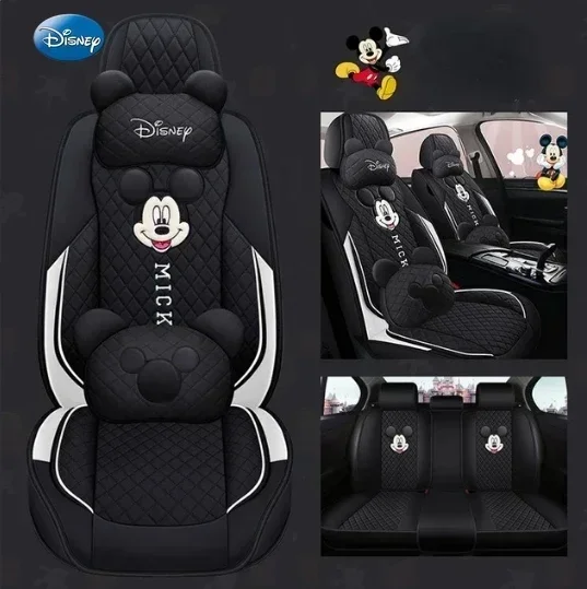 

Чехлы на автомобильные сиденья Disney с Микки и Минни, 5 шт., универсальные, всесезонные мягкие подушки для семьи, детей, женщин, автоаксессуары, милые C