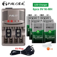 palo 9v 300mah nimh rechargeable battery with led charger for 1 2v nimh aa aaa rechargeable battery 9v nimh battery rechargeable