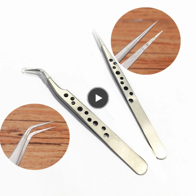 

Industrial Tweezers Electronics Anti-static Curved Straight Tip Precision Stainless Forceps Phone Repair DIY Hand Tools Sets