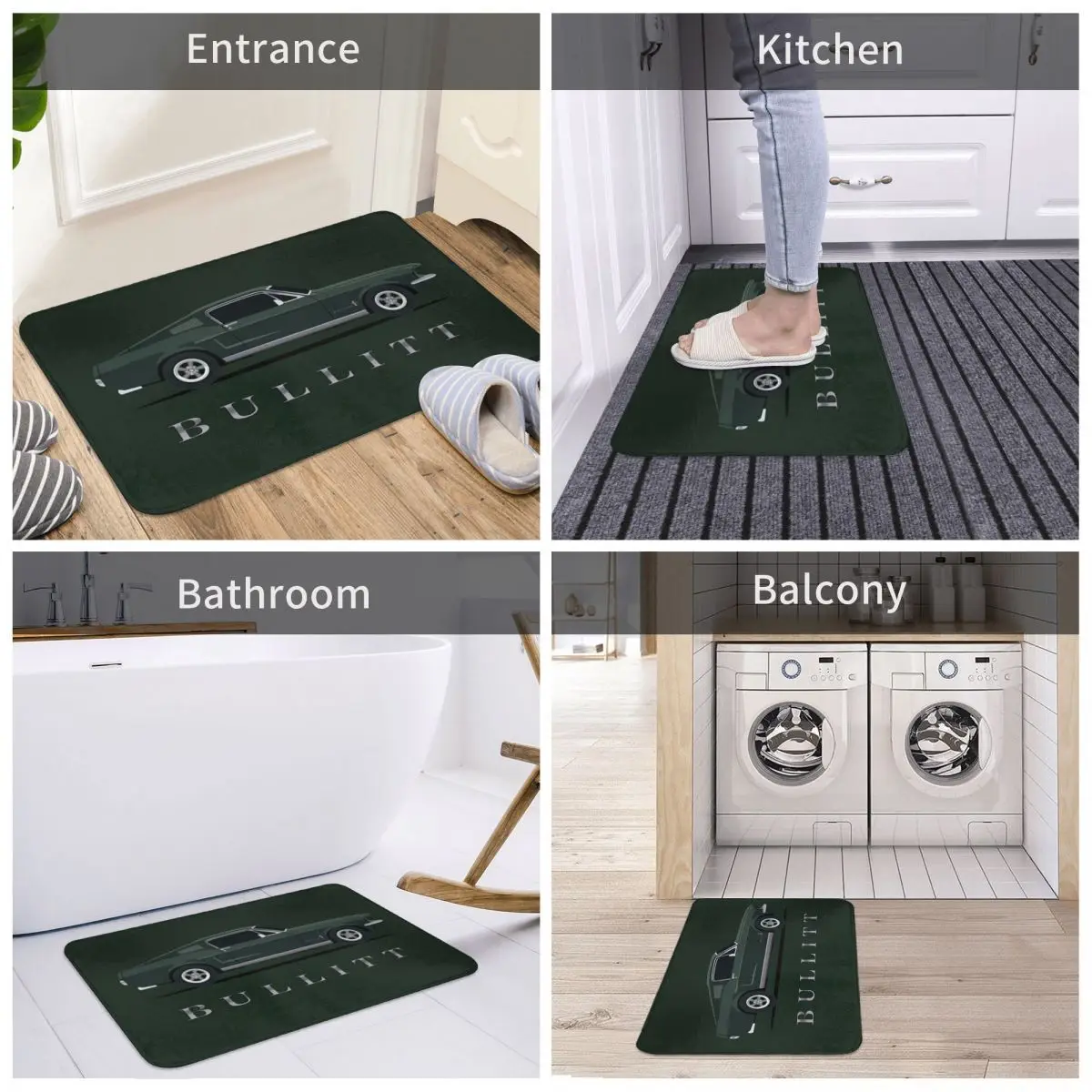 

Door Mat Mustang Bullitt Decor 3D Rug Carpet Bathmat Non-slip Entrance Living Room Home Kitchen Durable Bedroom Musicroom