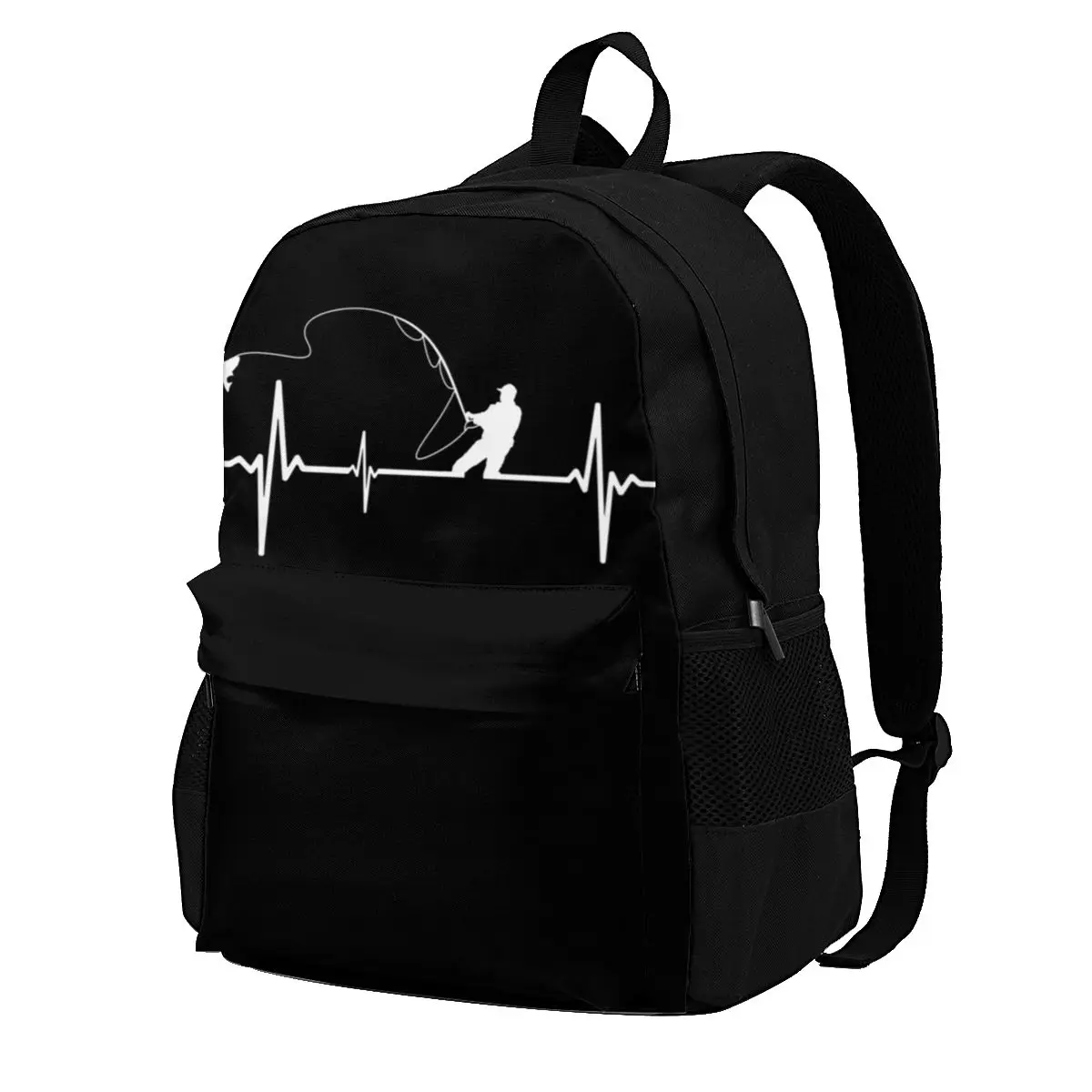 

Fishing Perfect Gift For You And Friends Backpacks heartbeat Polyester Back To School Teen Backpack Durable Cute Bags