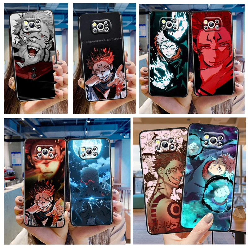 

Hot Anime Jujutsu Kaisen Phone Case For Xiaomi Mi Poco X4 X3 NFC F4 F3 GT M4 M3 M2 X2 F2 Pro C3 5G Civi Fundas Black Soft
