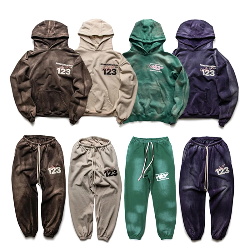 

1:1 High Quality Drawstring Washed RRR 123 Hoodies Trousers Puff Print RRR123 Sweatpants Men Hoodies Women