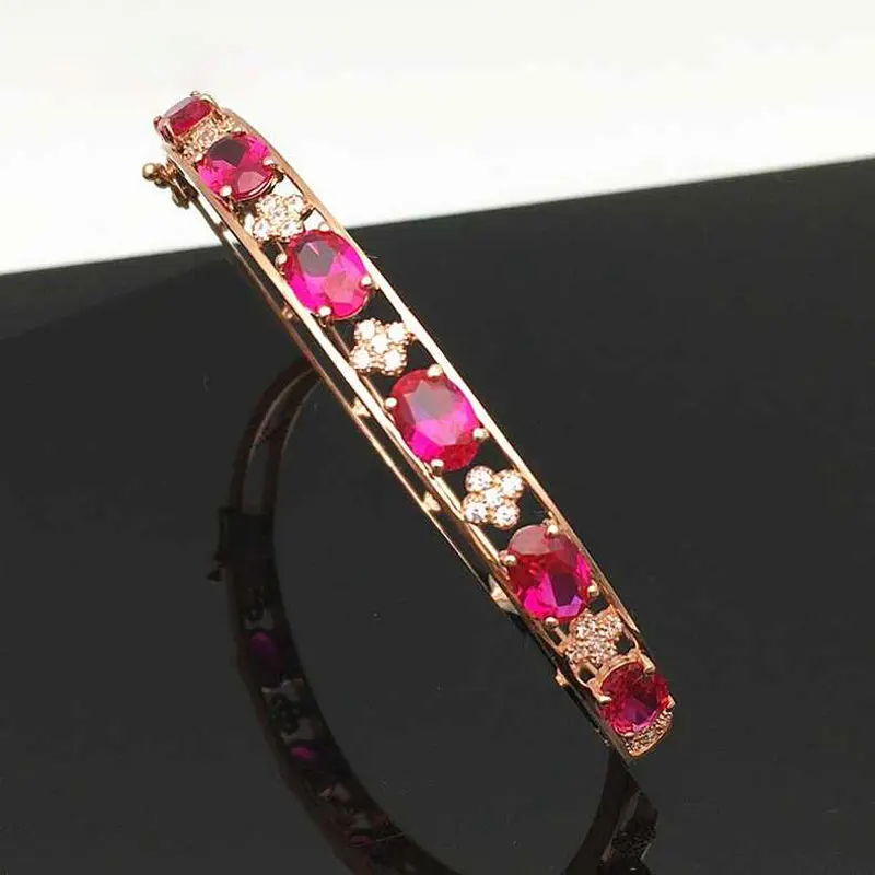 

Женский дизайнерский браслет с рубинами, роскошный браслет цвета фиолетового золота 585 пробы с покрытием из розового золота 14 к, свадебные браслеты, банкетные украшения