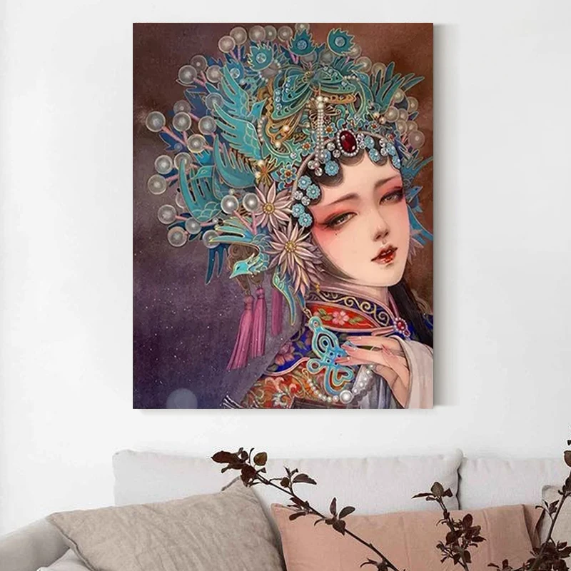 

RUOPOTY Painting By Numbers For Starter Kit Chinese Opera Huadan Original gifts Home decoration