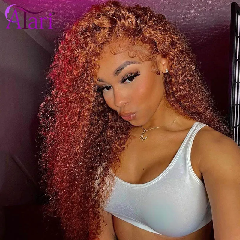 Ginger Brown Lace Front Wigs 13x4 Water Wave Frontal Wigs Brazilian Colored Curly Human Hair Wigs Pre Plucked Lace Closure Wigs