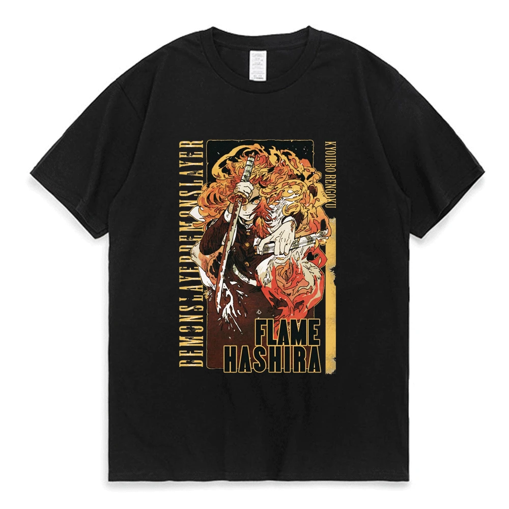

Retro Slayer Flame Hashira T-Shirt Demon Slayer Rengoku T Shirt Men Kimetsu No Yaiba Tshirt Japanese Anime Tshirts Short Sleeve