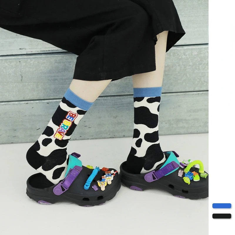 

Cow Spots Cartoon Cute Childlike Personality Funny Girl Socks In Tube Socks Cotton Socks