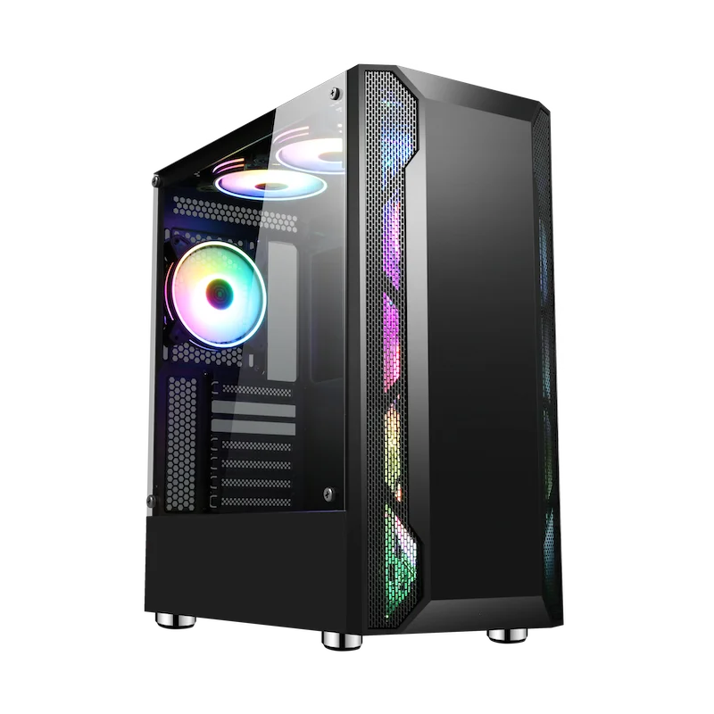 

SAMA 3701 model front with ABS plastic and ARGB strip which support watercooling atx pc gaming case