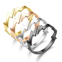 toocnipa hip hop gold sliver black stainless steel open adjustable rings punk lightning rings for women men fashion jewelry gift