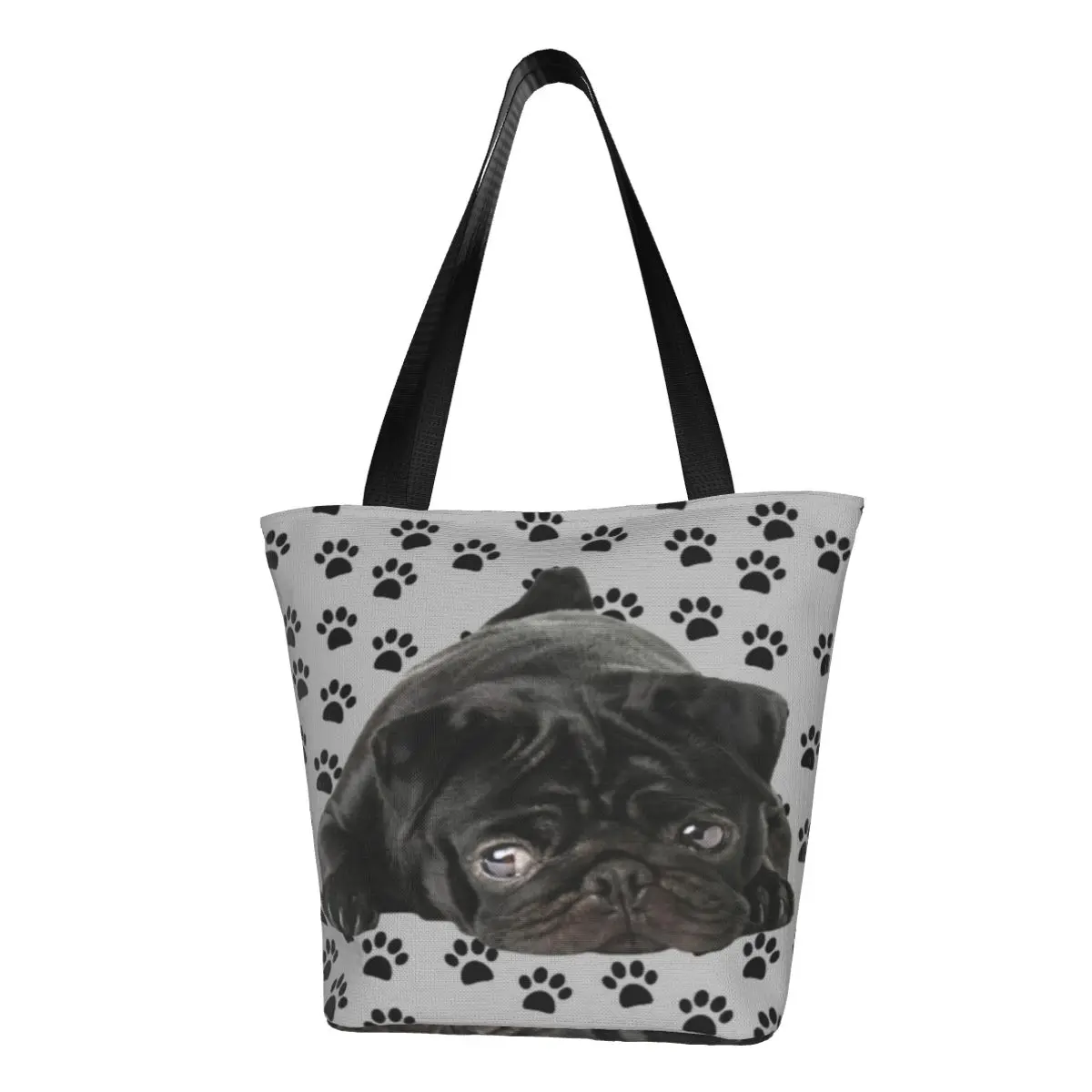 Очаровательная черная Повседневная Сумка-тоут через плечо для мопса сумка