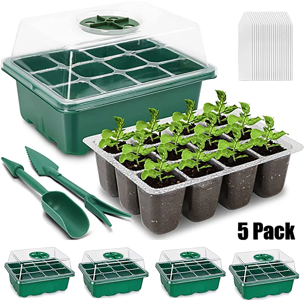 

Seeds Pot Germination Breath Tray Seedling Nursery 60 Freely Box Starter Seed 5 Greenhouse Planter Total Packs Box Cells Mini