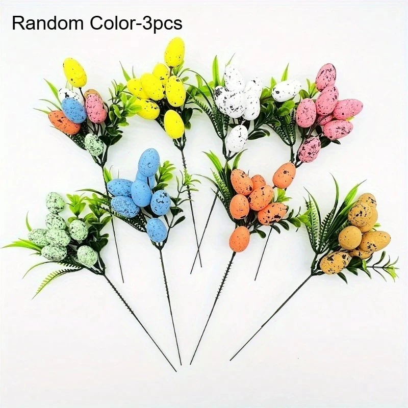

Набор Из 3 Пасхальных Украшений: Разноцветные Пенопластовые Яйца, Ветки Деревьев, Цветочные Стебли Для Вазы