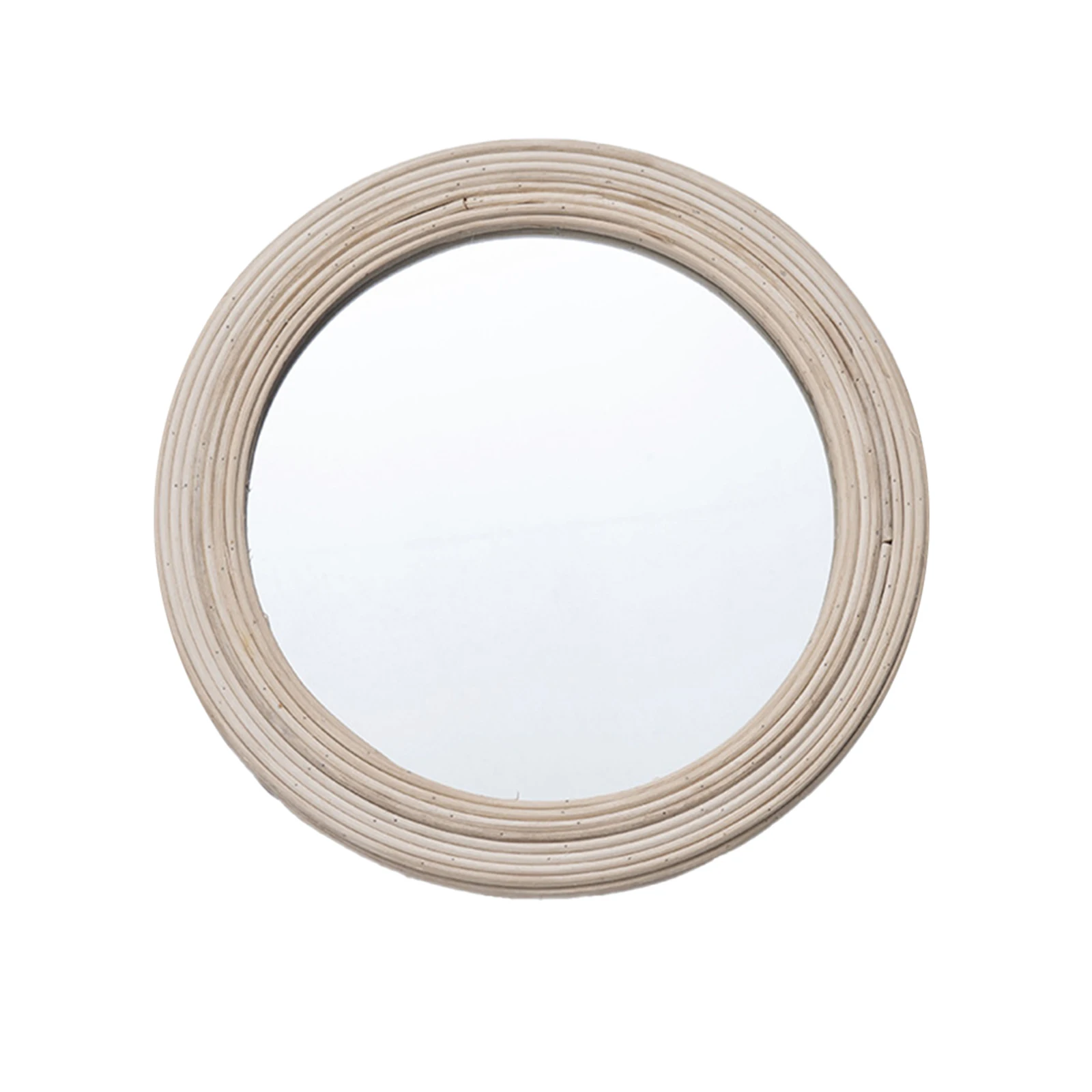 

Durable High Quality Practical Brand New Round Rattan Mirror Hanging Wall Mirror Home Decoration Khaki Living Room