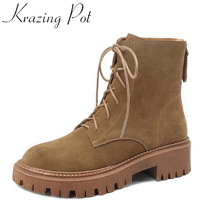 

Ботильоны Krazing Pot из коровьей замши, с круглым носком, на среднем каблуке