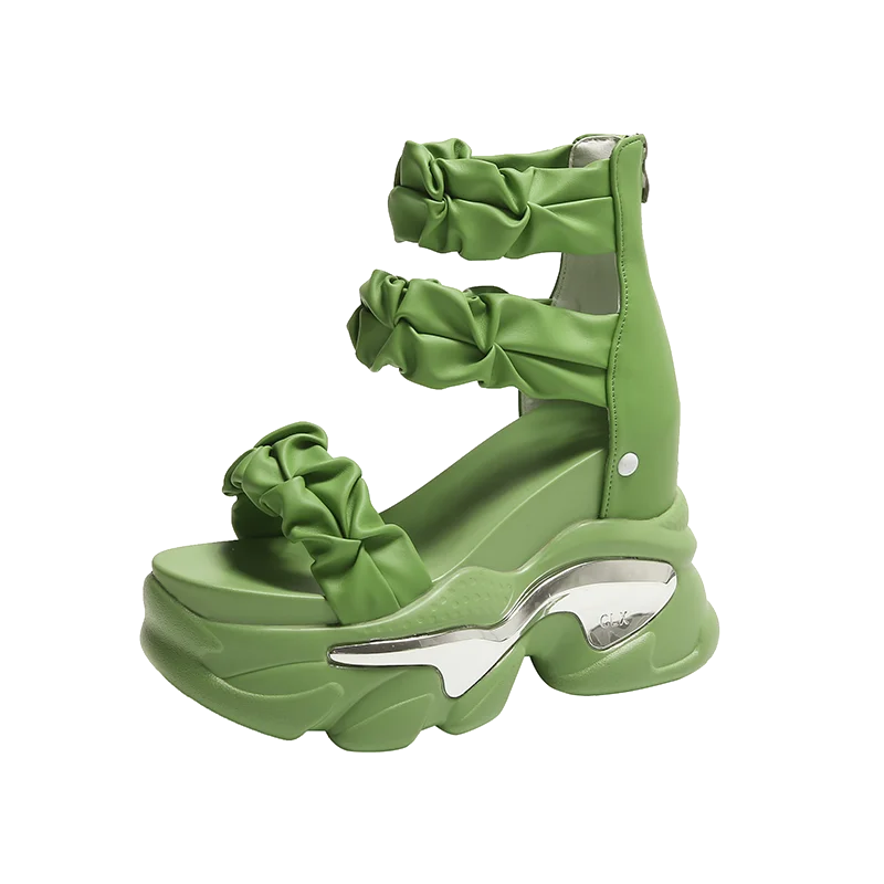 

Сандалии женские на высокой платформе 7 см, босоножки с кристаллами, массивные пляжные кроссовки, танкетка, лето