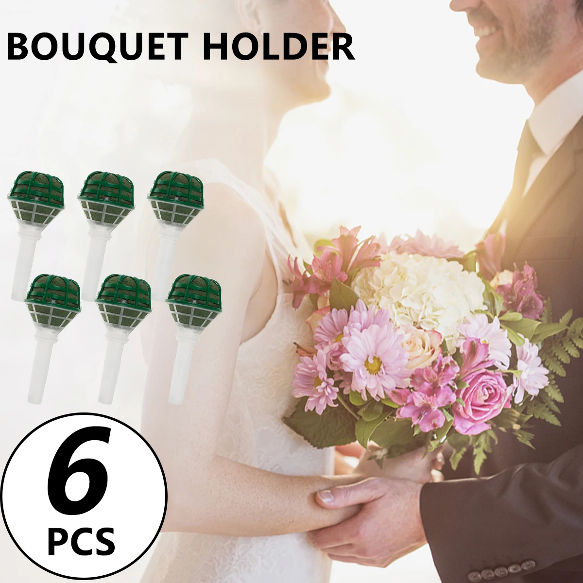 

6Pcs Flower Bouquet Holder Foam Floral Handle Bouquet Holder Bridal Bouquet Handle for Flower Arrangement Wedding Party Formals