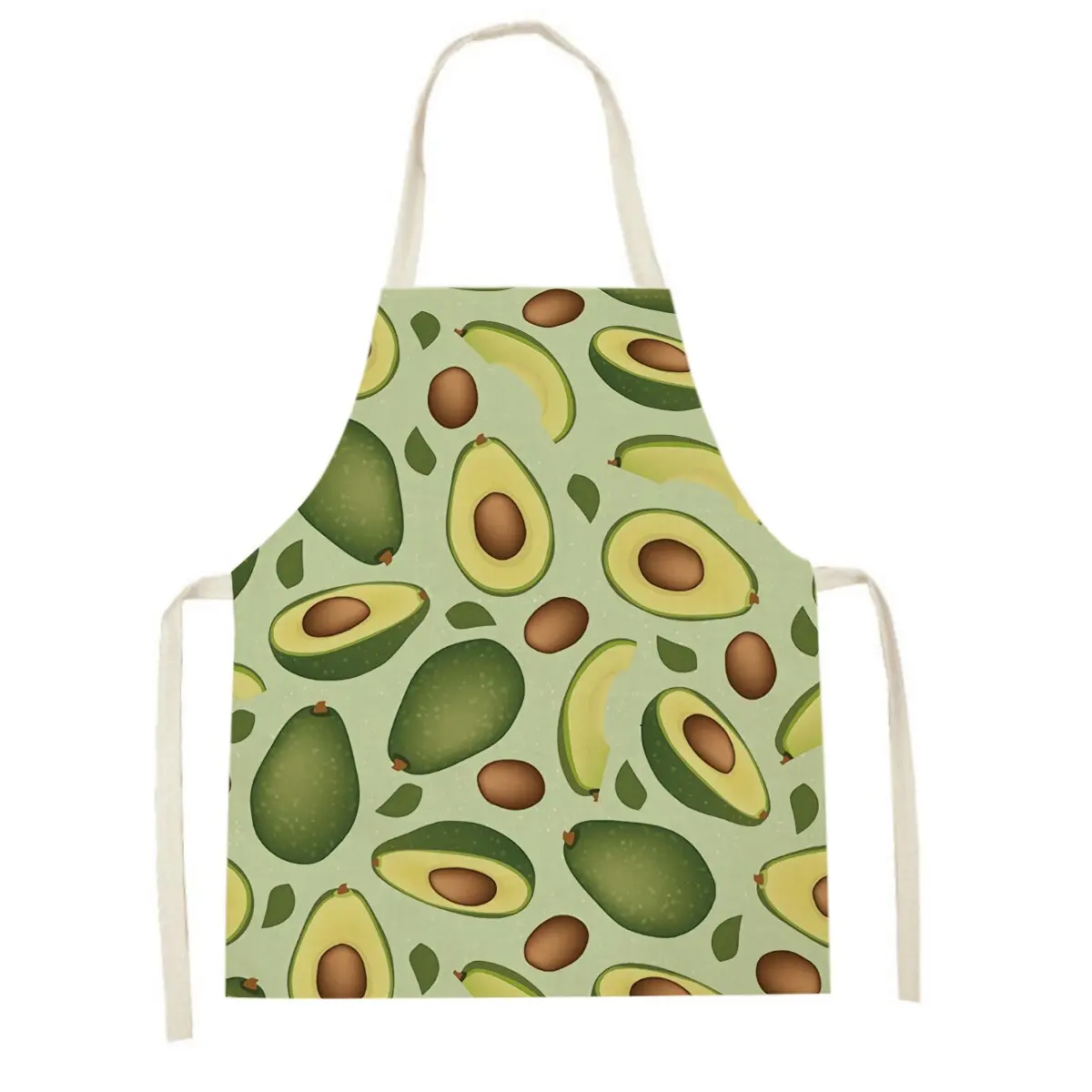 

Фартук с рисунком авокадо и бургеров, хлопково-льняной Дамский домашний фартук для приготовления пищи, барбекю, для ресторана, без рукавов