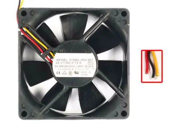 

NMB-MAT 3108NL-05W-B57 T01 DC 24V 0.19A 80x80x20mm 3-Wire Server Cooling Fan