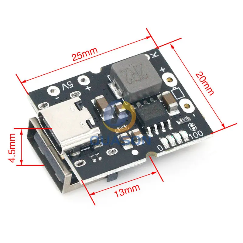 Повышающий преобразователь USB Type-C 5 в 2 А модуль питания для зарядки литиевых