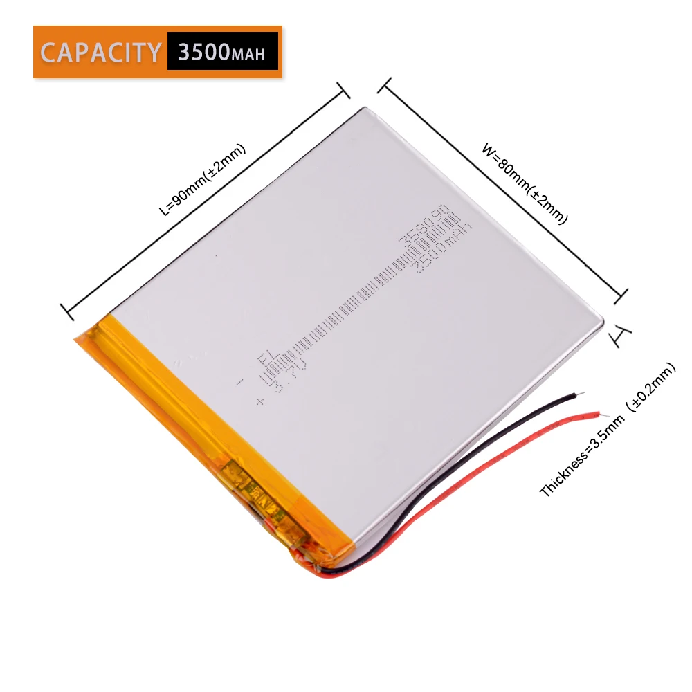 3pcs/Lot 3.7V 3500mAh 358090 Rechargeable li Polymer Li-ion Battery For (7 8 9inch tablet PC) Soulycin S18 PDA Onda V802 - купить по