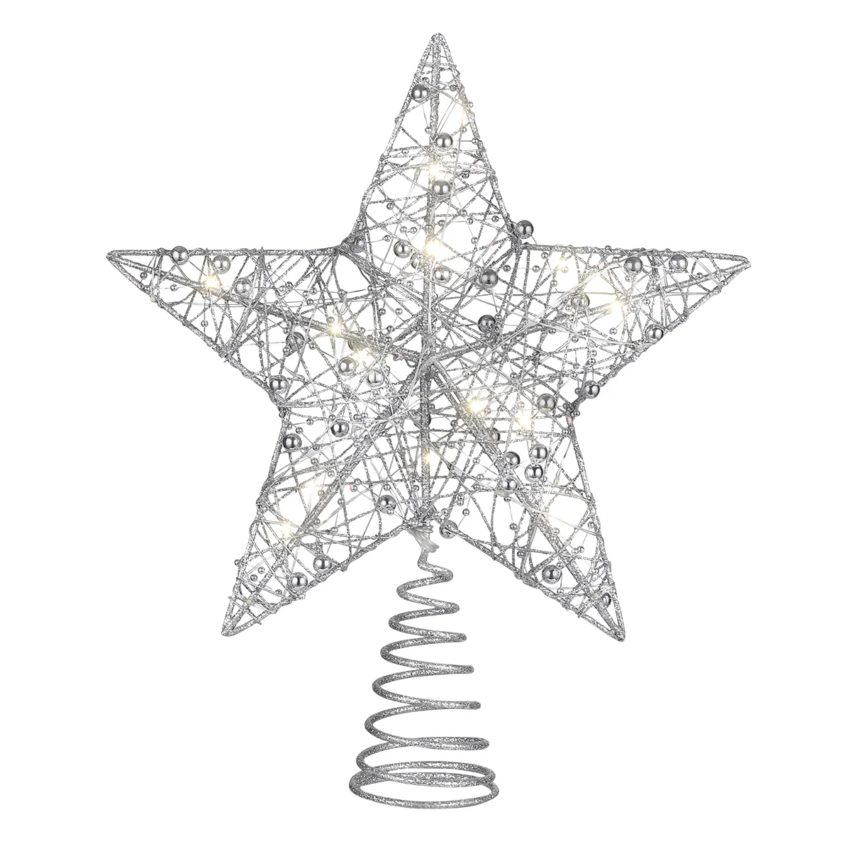 

Christmas Treetop Star LED Light Glitter Christmas Tree Topper Star for Party Shopping Mall Home ( Silver, 25 x 30cm )