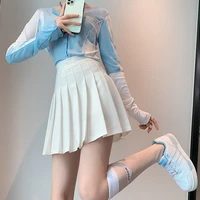 preppy style high waist solid pleated mini skirt women summer spring korean fashion student a line skirt harajuku skirt