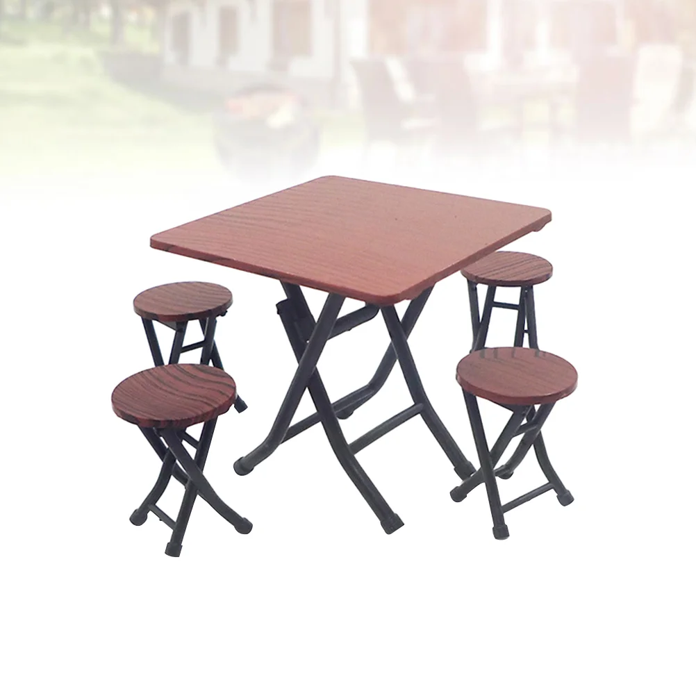 

5pcs Chair Accessories Miniature Furnitures Dining Chair Table Model Set Simulation Accessories Kids Role Play Toys
