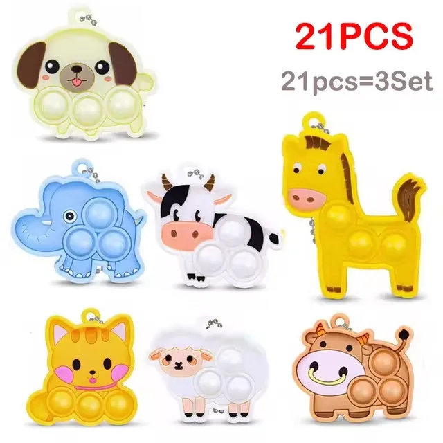 

7/21 шт., брелок в стиле поп с мультяшными животными, подвесные игрушки для снятия стресса, детские сувениры на день рождения, подарок для гостей, сумка для подарков, пиньята, наполнитель