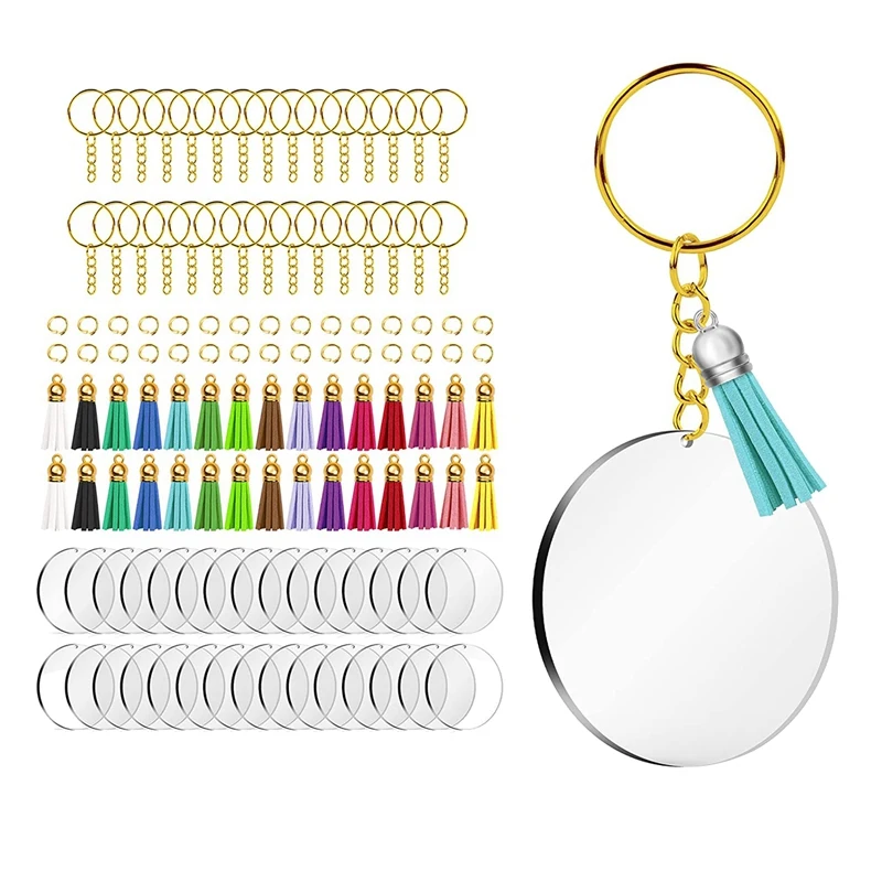 

Acrylic Keychain Blank For Vinyl Key,For Craft,Bulk Keychain Rings Tassels Keychain Blanks Rings,Key Chain Kit