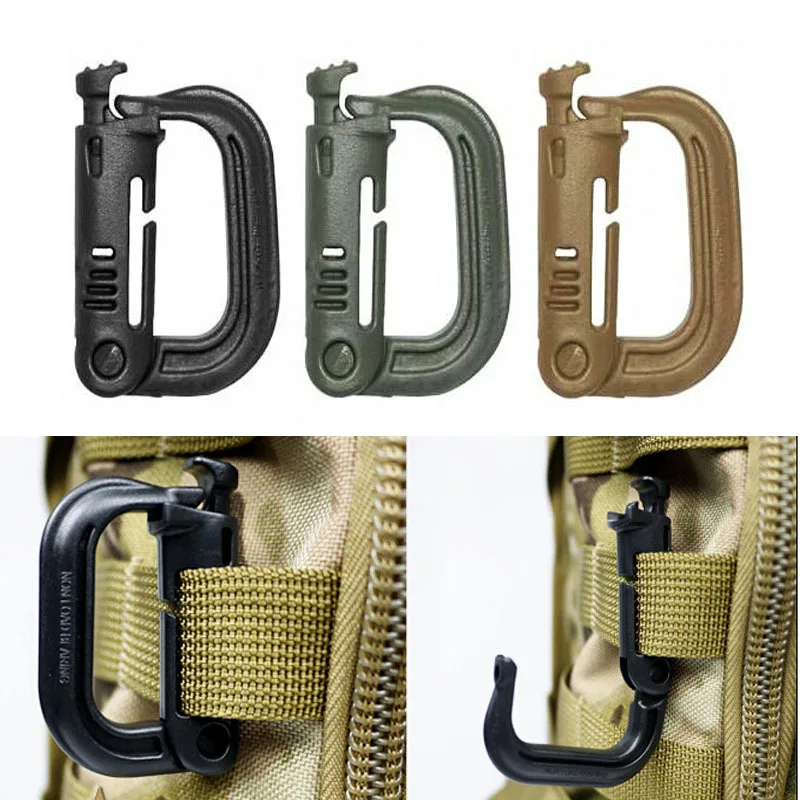 

4PCS Molle Tactical Backpack Carabiner Outdoor Plastic EDC Shackle Carabiner Practical ABS Snap D-Ring Clip Keyring Locking Ring