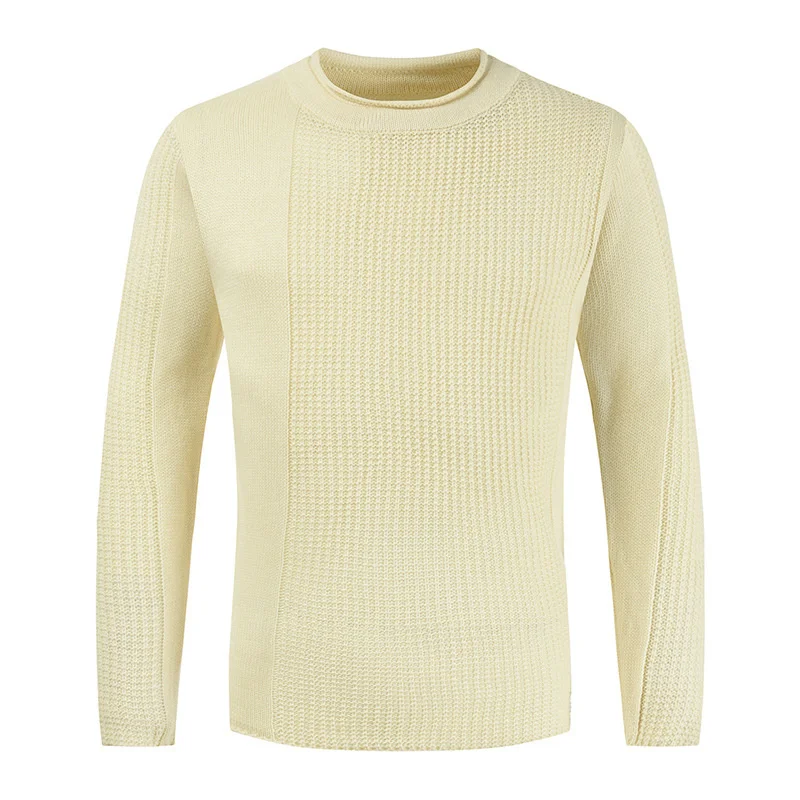 

Autumn 2021 new men's sweater low neck round mouth solid color sweater personality trend Korean slim sweater