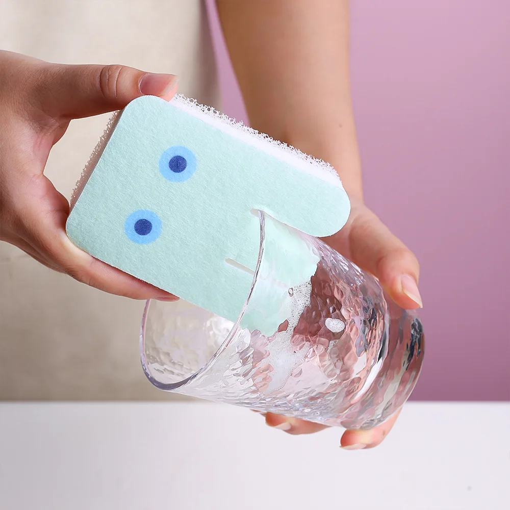 

5pcs/set Creative Sponge Pads Kawaii Geometric Biology Porous Sponge Scrubber Dinnerware Cleaning Tool Kitchen Gadget