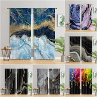 contracted marble grain 3d digital printing bedroom living room window curtains 2 panels