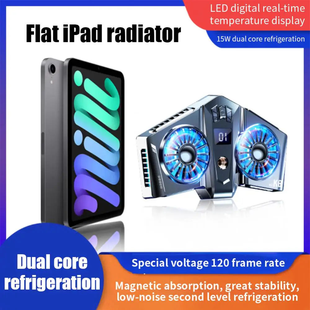 

Rgb Dual Cooling Fan For Phone/tablet/ipad Magnetic K8a Phone Radiator With Smartphone Temperature Display Dual Cooling Fan